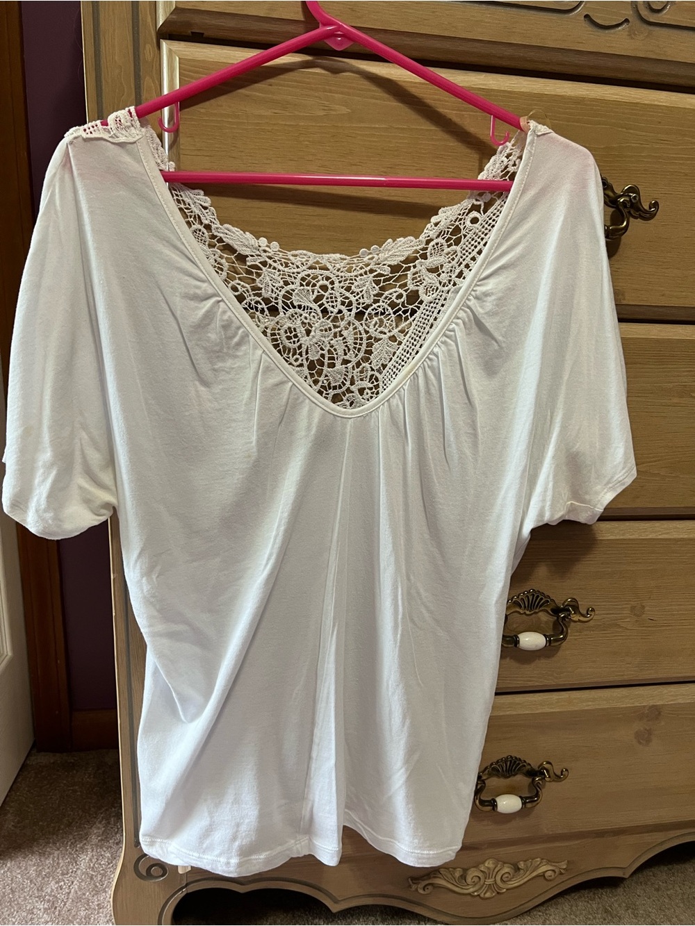 White Women's Top with Crochet Back